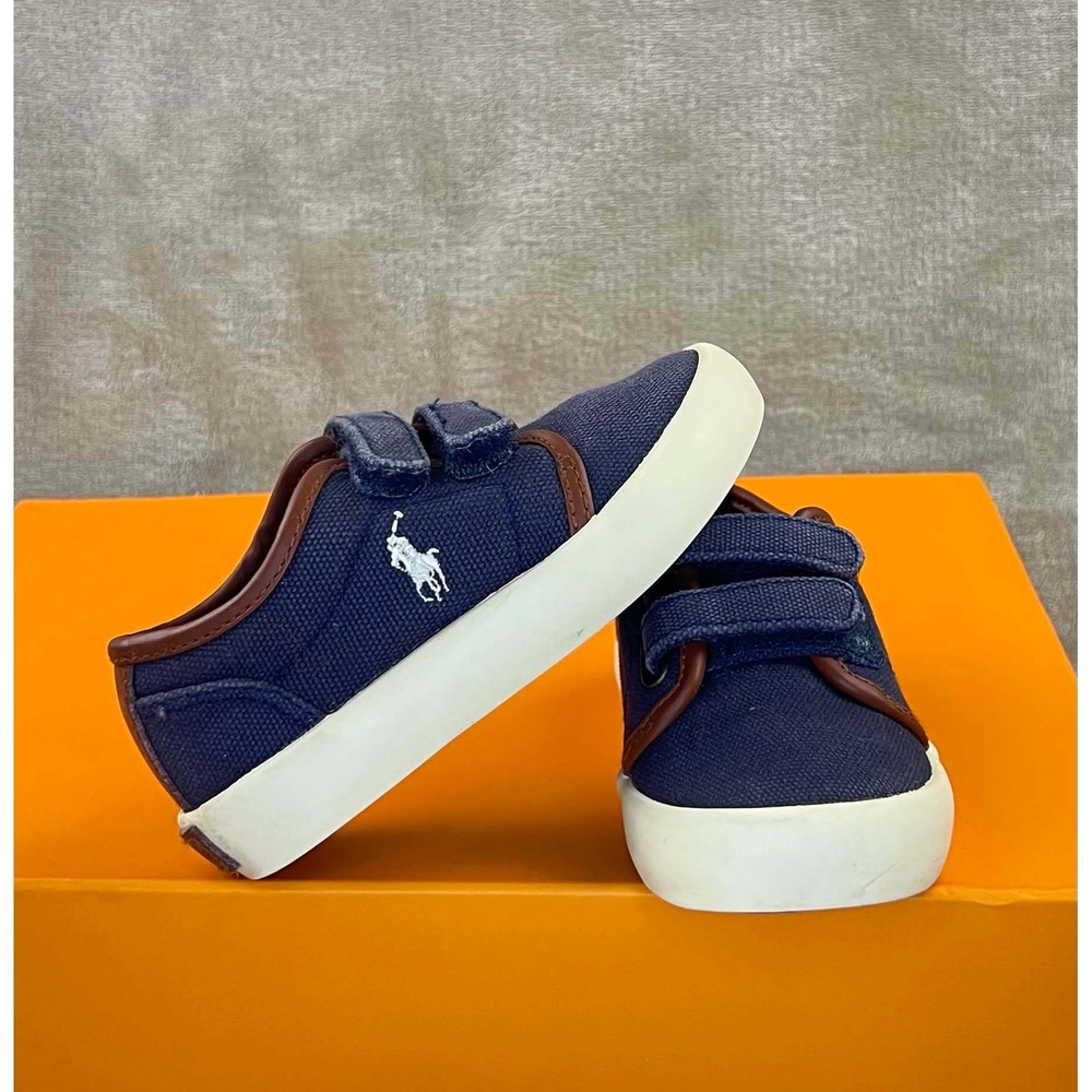 Polo Ralph Lauren Ethan Low EZ Navy Blue Canvas Toddler Sneakers Size 6.5 990668